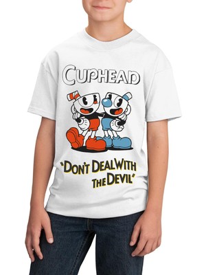 TakeTshirt Cuphead Çocuk Tişört Beyaz Unisex