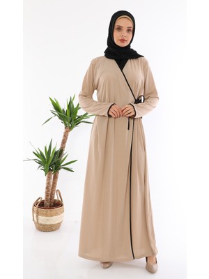 Medipek Yandan Bağlamalı Namaz Elbisesi Vizon