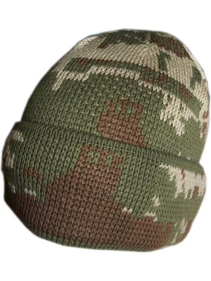 Flaş Kamuflaj Çift Kat Örme Bere