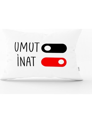 Real Homes Özel Tasarım Umut & Inat Dijital Baskılı Modern Dikdörtgen Kırlent Kılıfı