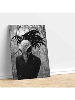 Deko Gonya Kuş Kafalı Adam Dikey Dekoratif Kanvas Tablo