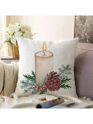 Real Homes Özel Tasarım Christmas Temalı Dijital Baskılı Modern Şönil Yastık Kırlent Kılıfı