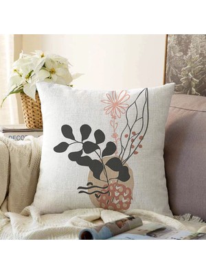 Real Homes Natural Floral Tasarımlı Dijital Baskılı Dekoratif Şönil Yastık Kırlent Kılıfı