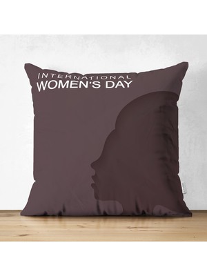 Real Homes International Women's Day Tasarımlı Dijital Baskılı Modern Süet Yastık Kırlent Kılıfı