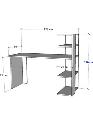 Moonlife Çınar Kitaplıklı Çalışma Masası Beyaz Siyah