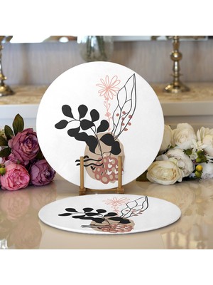 Real Homes 2'li Natural Floral Tasarımlı Dijital Baskılı Dekoratif Yuvarlak Servis Altlığı – Supla