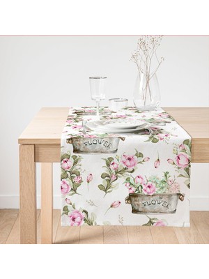 Real Homes Flower & Çiçek Demetleri Özel Tasarım Dijital Baskılı Modern Süet Runner