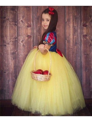 Peonia Kids Peoniakids Kız Çocuk Pulpayet Sarı Pamuk Prenses Kostüm - Özel Tasarım Doğum Günü Party Elbisesi