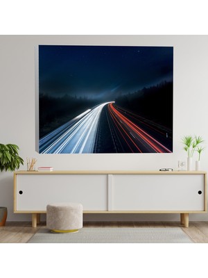 Deko Gonya Otoyol Gece Işıklar Temalı Dekoratif Kanvas Tablo