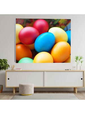 Deko Gonya Renkli Paskalya Yumurta Temalı Dekoratif Kanvas Tablo