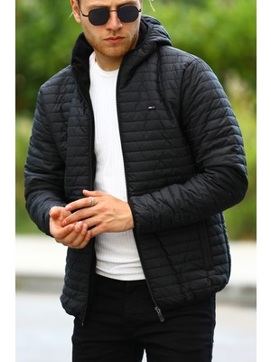 River Club Erkek Siyah Su ve Rüzgar Geçirmez Mont