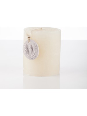MİSSİ 7X8 LAVANTA TAŞLI EKRU MUM
