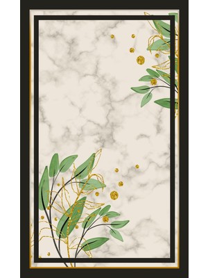 Ardizayn Yaprak Desen 70 x 120 cm. Kaymaz Deri Taban Banyo Halısı, Paspası