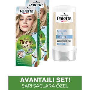 Kalıcı Doğal Renkler Saç Boyası 10-4 Papatya X 2 Adet + Soğuk Sarı Palette Toner
