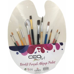 Ceo Art CEO-SN0023 Ahşap Palet + Sentetik Fırça Seti 12'li