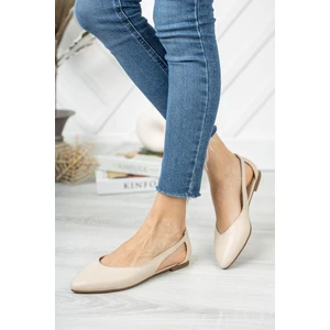 Hakiki Deri Bej Kadın Deri Babet TRC58-5052