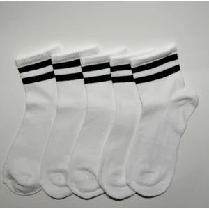 Altıgen Socks 5 Çift Beyaz Tenis Kolej Çorabı