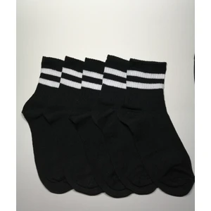 Altıgen Socks 5 Çift Siyah Tenis Kolej Çorabı