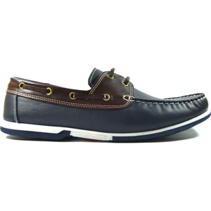 Y-03 Hakiki Deri Lacivert Kahve Timberland Erkek Ayakkabı