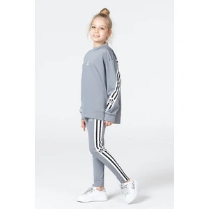Black One Kız Çocuk Tayt-Sweat Takımı Salaş Yırtmaçlı Şerit Detaylı