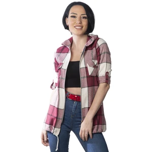 Ekoseli Kadın Gömlek - Bordo