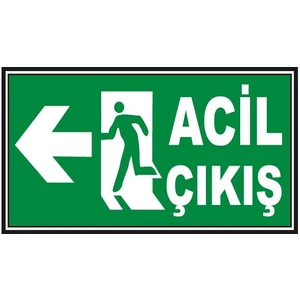 Fosforlu Acil Çıkış Levhası  - Fotolümenli - Sol Yön