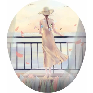 Mağaza Depom Denizi Seyreden Kadın ve Kelebekler Görselli - Bilek Destekli