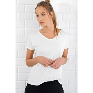 Kadın Viskon Karışımlı V Yaka Basic Örme Kadın  T-Shirt