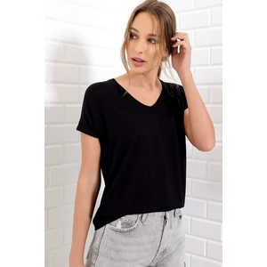 Kadın Viskon Karışımlı V Yaka Basic Örme Kadın  T-Shirt