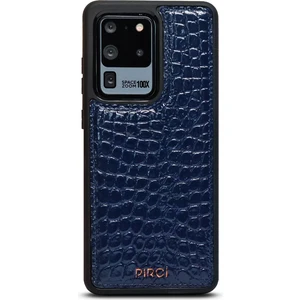 Samsung S20 Ultra Bubble Croco Dokulu Deri Kılıf Lacivert