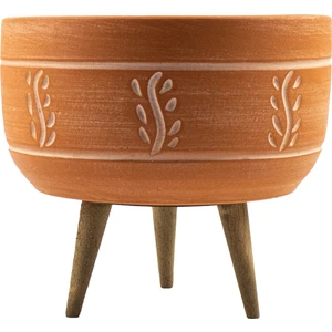 Bitki Tasarımı Terakota Nakış Desenli Toprak Aranjman ve Bonzai Saksı 3 Ayaklı