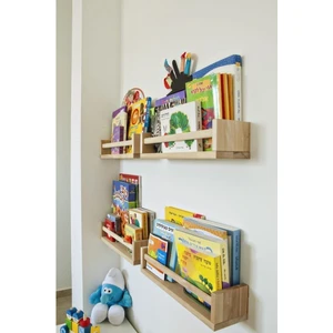 Atölye7 Tasarım Montessori Çocuk Odası Duvar Rafı Ahşap Kitaplık Raf 4 Adet