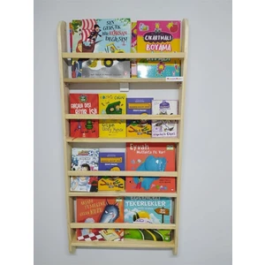 Atölye7 Tasarım Montessori Çocuk Odası Eğitici Kitaplık Ahşap Duvara Monte 4 Raflı