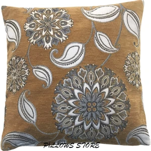 Pıllows Store Çiçek Desenli Safran Kırlent Kılıfı 45CM*45CM