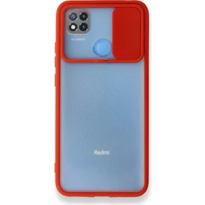 Kzy Xiaomi Redmi 9c Kapak Lensi Açılır Kapanır Kamera Korumalı Silikon Kılıf - Kırmızı
