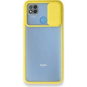 Kzy Xiaomi Redmi 9c Kapak Lensi Açılır Kapanır Kamera Korumalı Silikon Kılıf - Sarı