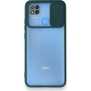 Kzy Xiaomi Redmi 9c Kapak Lensi Açılır Kapanır Kamera Korumalı Silikon Kılıf - Yeşil