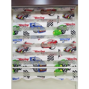 Elis Perde Racing Team Arabalı Baskılı Çocuk Odası Zebra Stor Perde