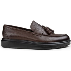 Deri Kahverengi Püsküllü Comfort Loafer
