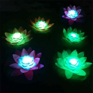 Hediye Bankası 6\'lı Suda Yüzen Ledli Nilüfer Çiçeği Suyla Çalışan Işıklı Lotus Çiçeği
