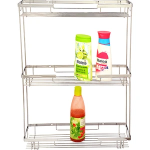 Paslanmaz Üçlü Banyo Köşe Rafı 40x11 - mabello