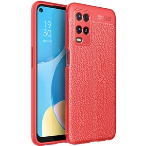 Mobaxaksesuar Oppo A54 4g Kılıf Deri Tarzı Niss Silikon Case Kırmızı