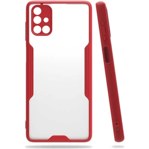 Mobaxaksesuar Samsung Galaxy M51 Kılıf Kenar Renkli Kamera Korumalı Mat Kapak Kırmızı