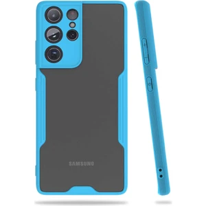Mobaxaksesuar Samsung Galaxy S21 Ultra Kılıf Kenar Renkli Kamera Korumalı Mat Kapak Mavi