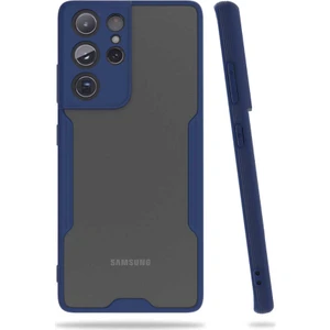 Mobaxaksesuar Samsung Galaxy S21 Ultra Kılıf Kenar Renkli Kamera Korumalı Mat Kapak Lacivert