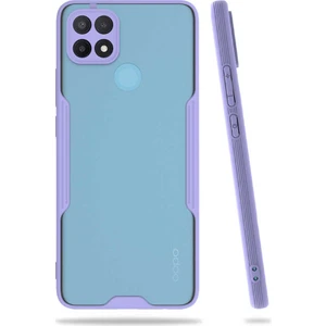 Mobaxaksesuar Oppo A15 Kılıf Kenar Renkli Kamera Korumalı Mat Kapak Mor