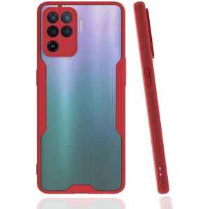 Mobaxaksesuar Oppo Reno 5 Lite Kılıf Kenar Renkli Kamera Korumalı Mat Kapak Kırmızı