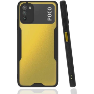 Mobaxaksesuar Xiaomi Poco M3 Kılıf Kenar Renkli Kamera Korumalı Mat Kapak Siyah