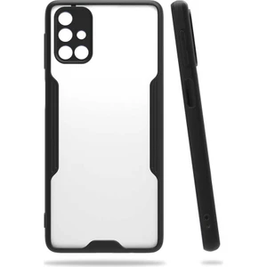 Mobaxaksesuar Samsung Galaxy M31S Kılıf Kenar Renkli Kamera Korumalı Mat Kapak Siyah