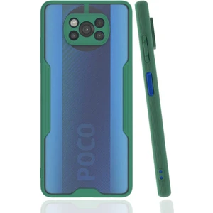 Xiaomi Poco X3 Kılıf Kenar Renkli Kamera Korumalı Mat Kapak Koyu Yeşil
